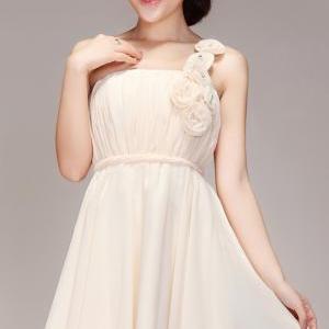Korean Style Fashion - One Shoulder Light Peach..