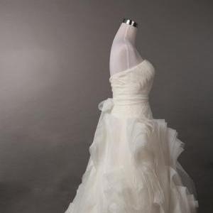 A-line Strapless Ivory Wedding/ Bridal Dress -..
