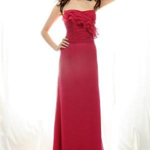 Red Sweetheart Open Back Ruffle Long Gown