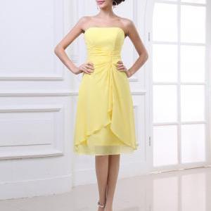 Custom Made Strapless Knee Length Chiffon Dress -..