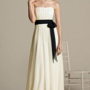 Strapless Bridesmaid Dress With Sash - Full Length..