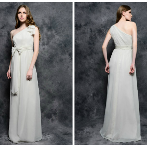Custom Tailored A Line Full Length Chiffon Dress..