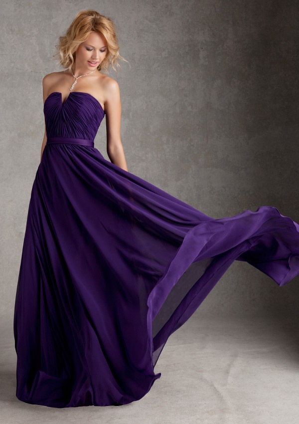 Custom Made Bridesmaid Dress - Sweet Heart Neckline - Chiffon Gown - Various Colors - Prom Dress