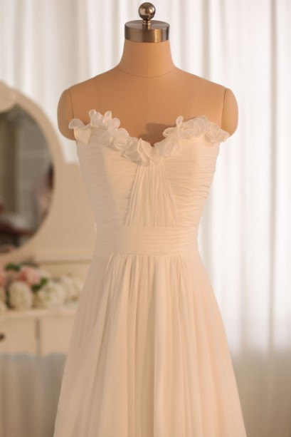 Sweetheart Neckline Dress With Ruffle Details - Beach Wedding Dress/ Gown - Custom Tailored