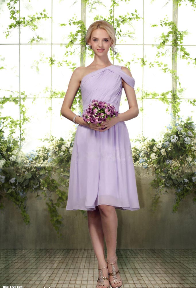 Custom Tailored Bridesmaid Dress -unique One Shoulder Knee Length Chiffon - Choose Your Color