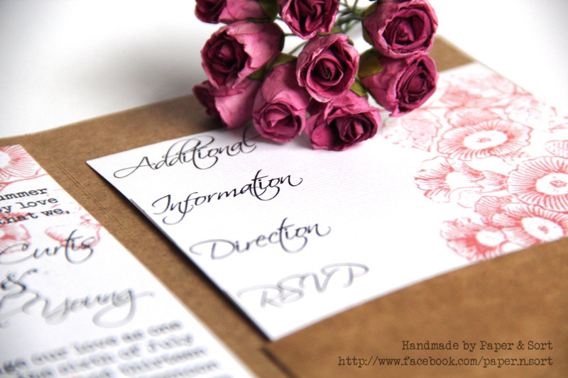 Pocketfold Wedding Invitation Suite - Vintage Inspired Romantic Floral - Sample Pack -