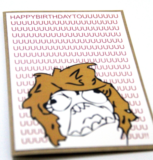 Meme Birthday Card - Rage Girl/ Fu Derpina Meme Card - Funny Meme Handmade Card - Humor Greeting Card