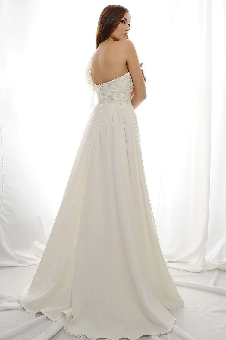 Custom Tailored Aline Oneshoulder Sweep Trailing Flowers Zipper Back