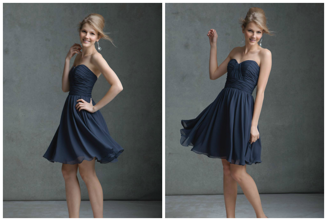 AufewB Halter Neck Chiffon Bridesmaid Dress - Knee Length, Built-In Bra, A-Line Cocktail Gown - View #7